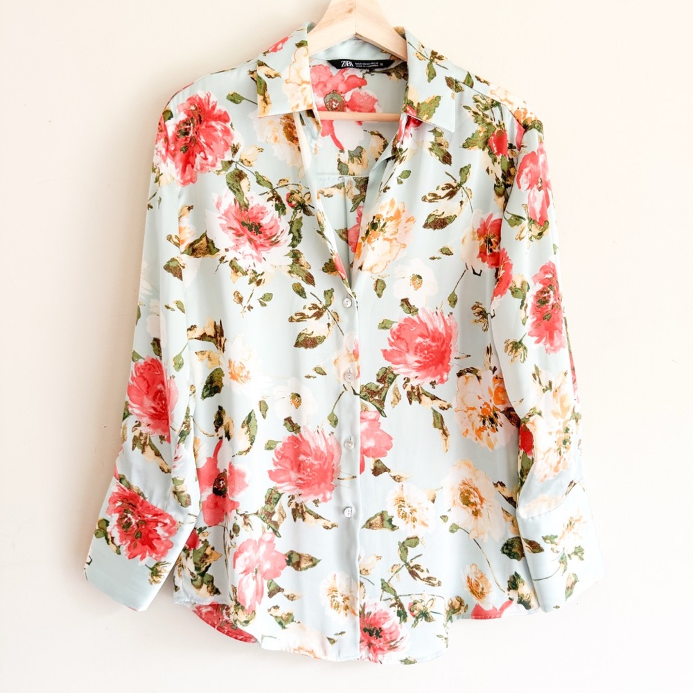 Zara Floral Shirt Size XS‎ - Picture 2 of 8